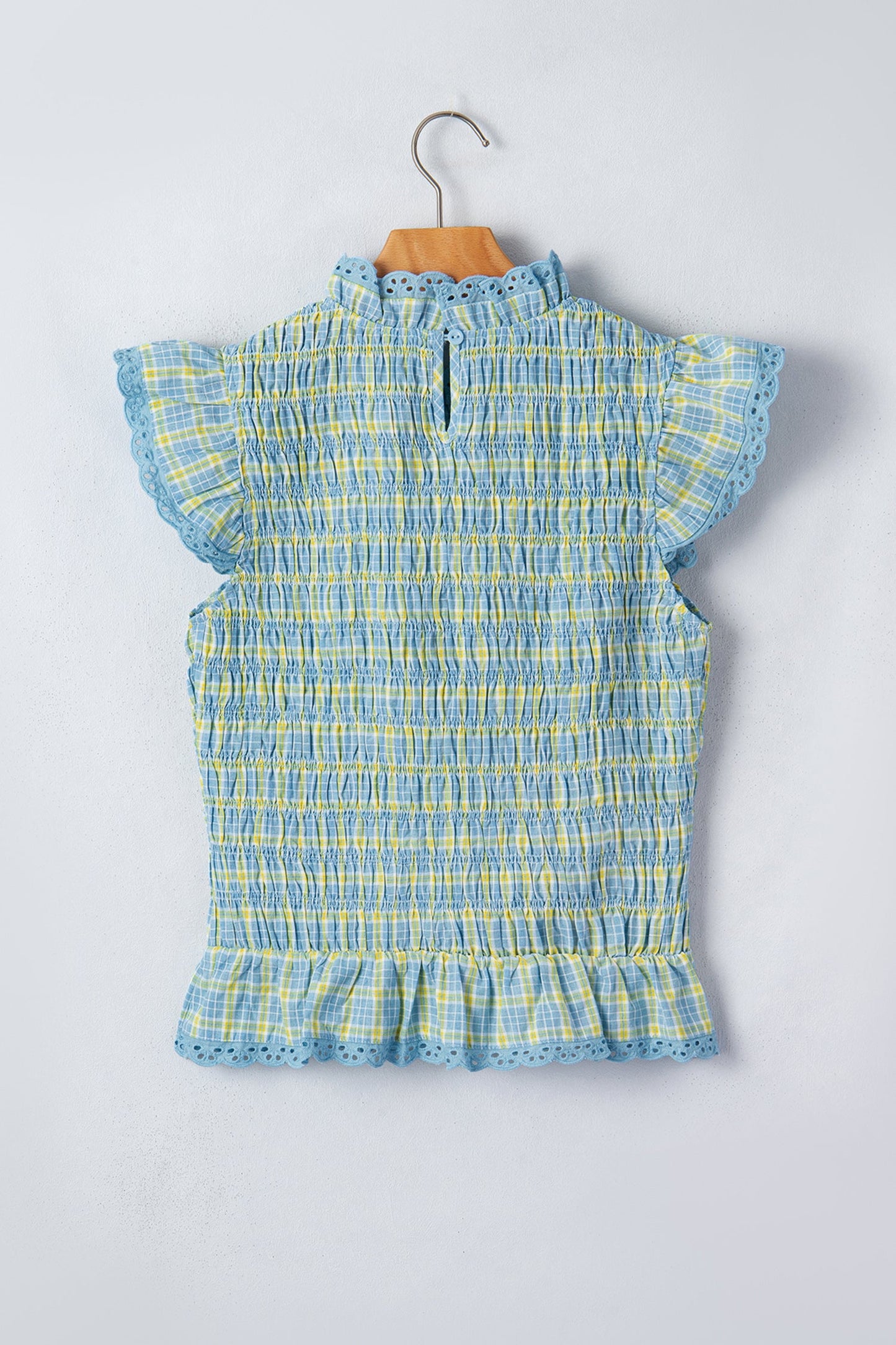 Hazel Blues® | Southern Sweetheart Blouse | Gingham Lace Detail Blouse