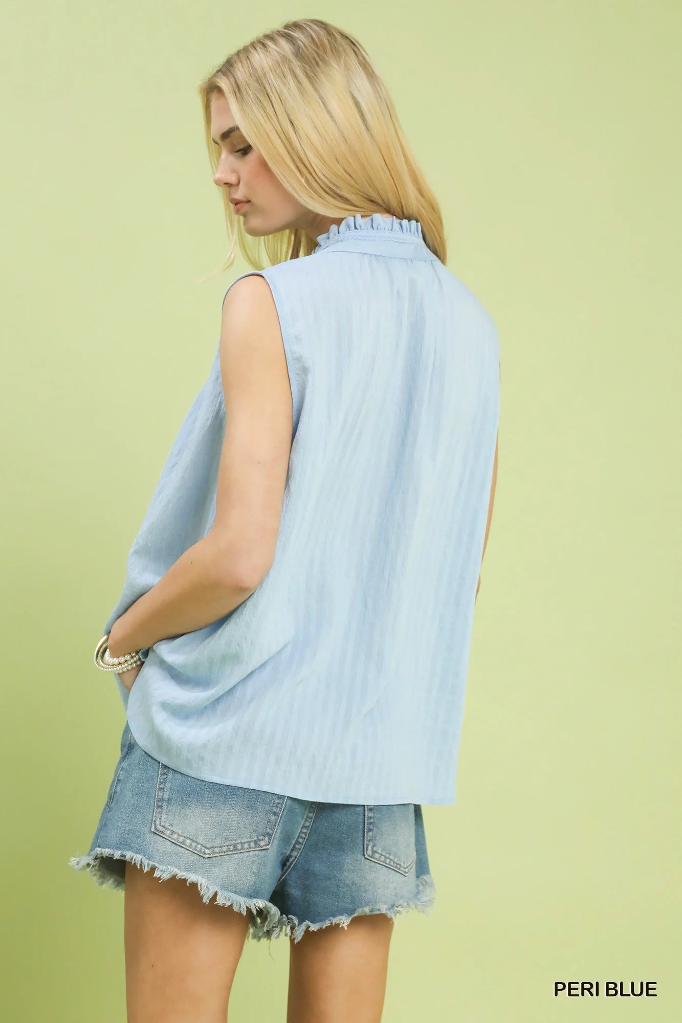 Hazel Blues® | Umgee Sleeveless Textured Split Neck Top