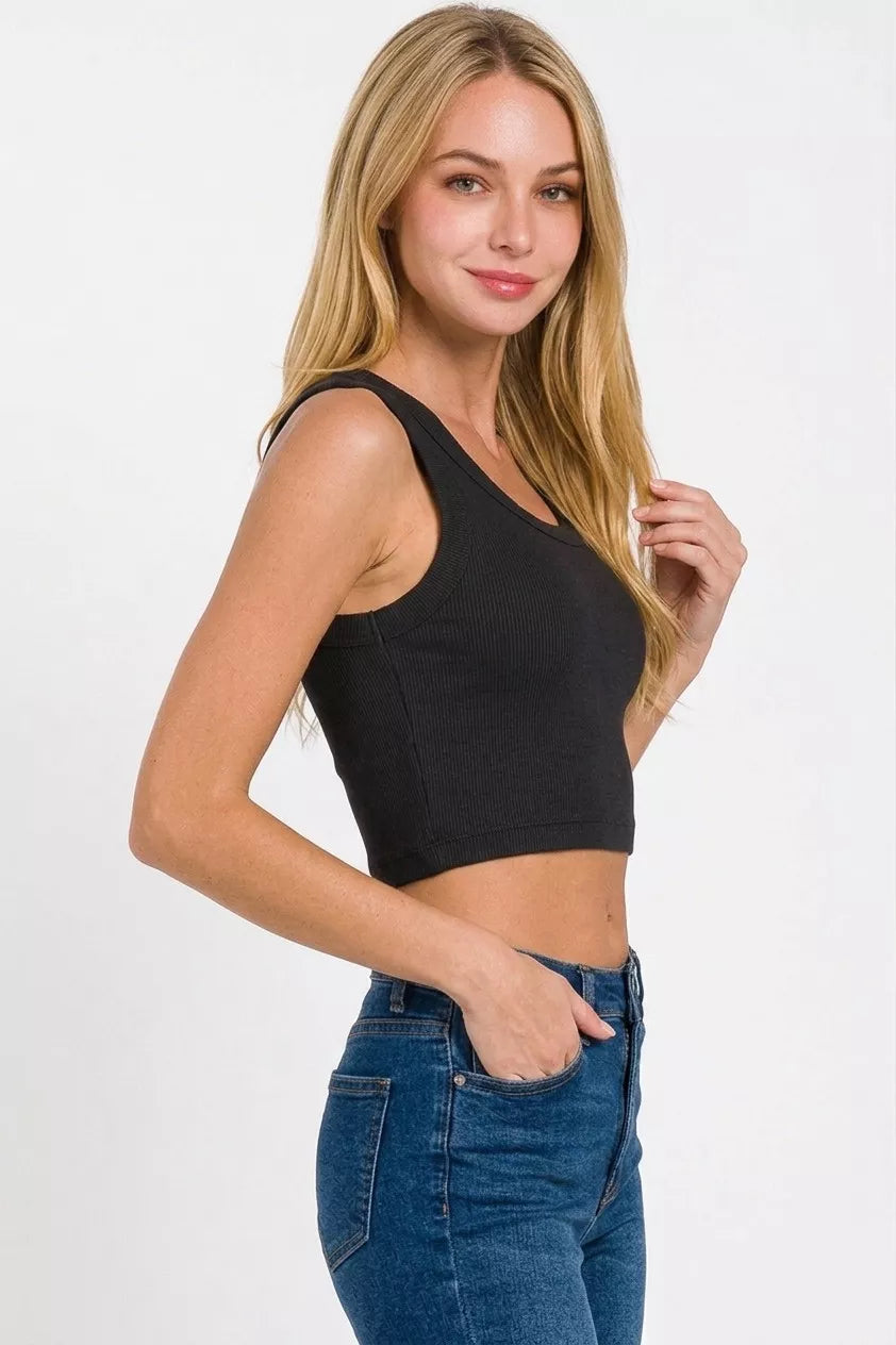 Hazel Blues® | Zenana Ribbed Scoop Neck Cropped Tank Top