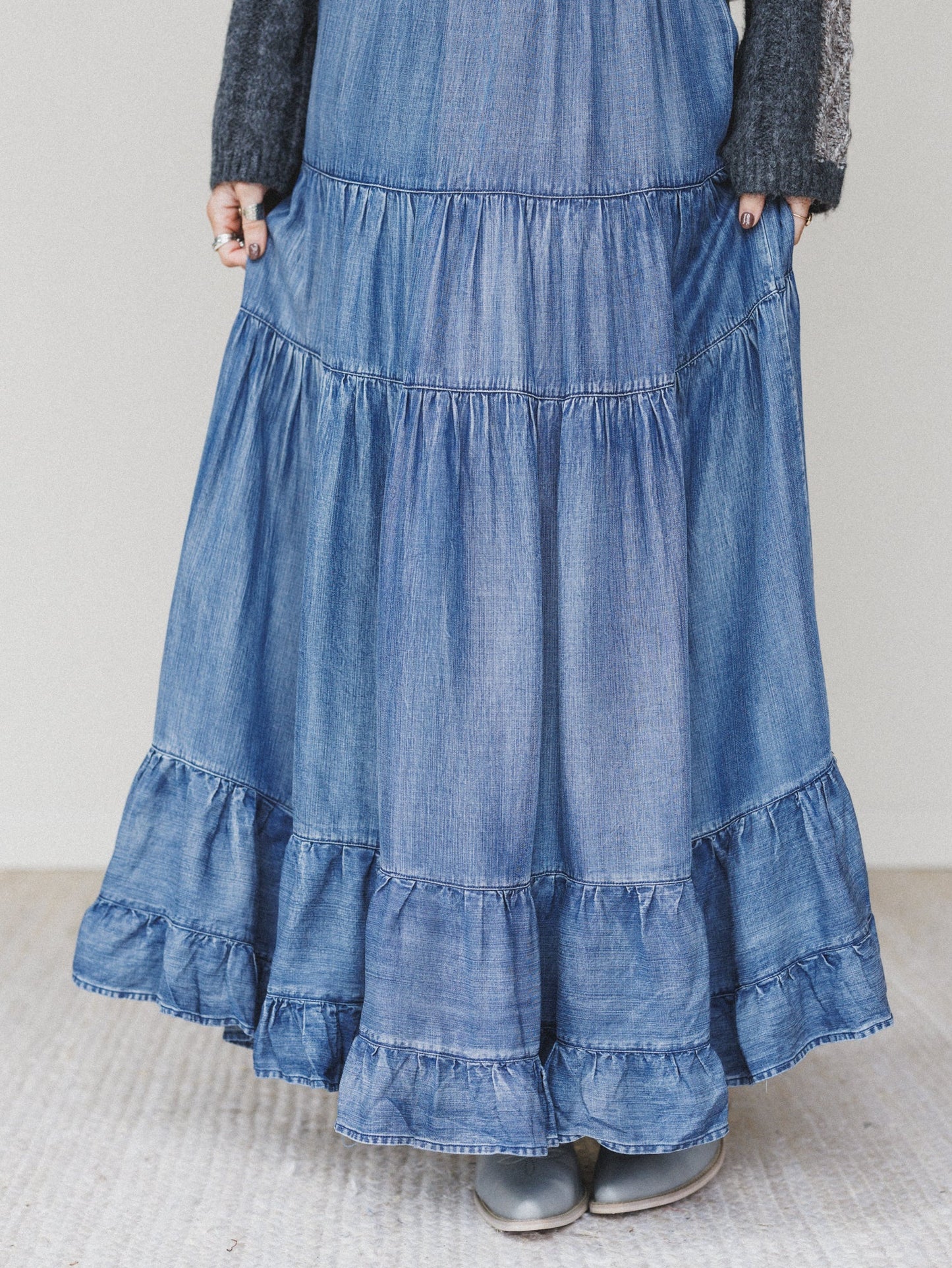 Romantic Meadows Denim Skirt - Denim