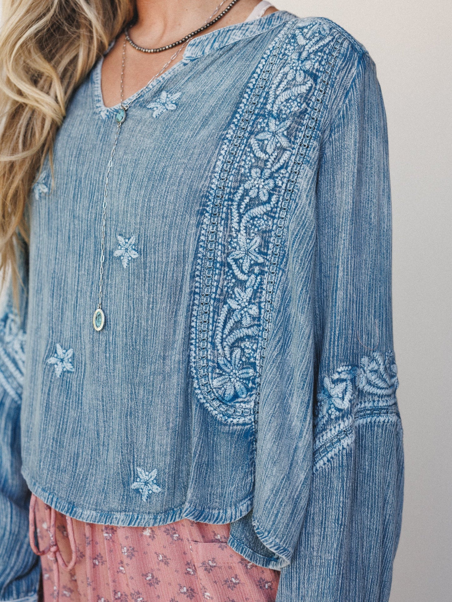 Star Flower Top - Blue
