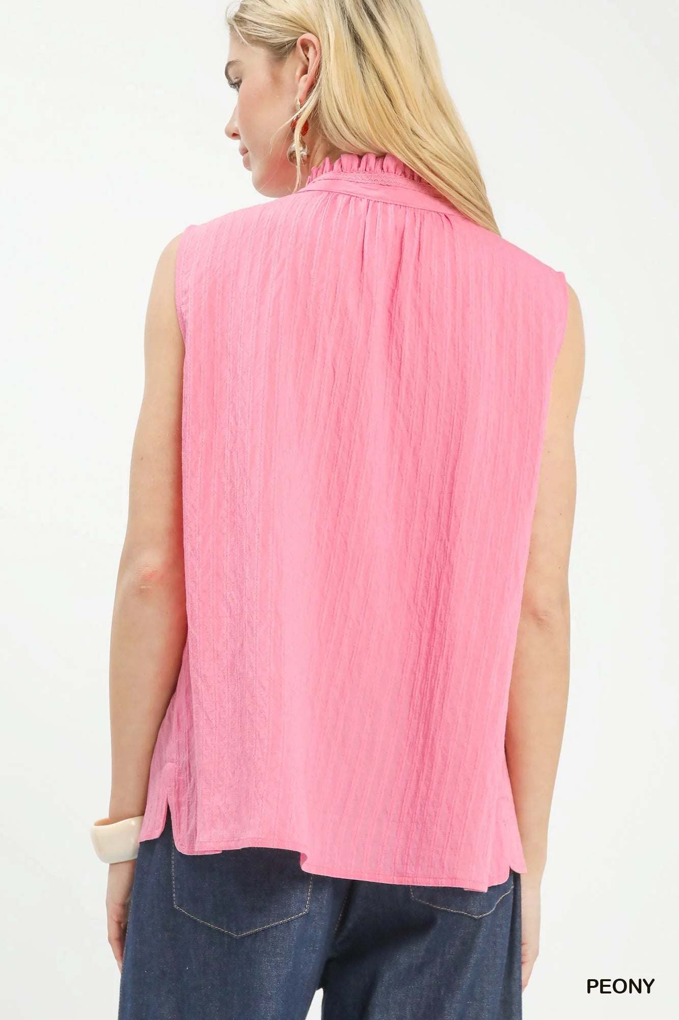 Hazel Blues® | Umgee Sleeveless Textured Split Neck Top