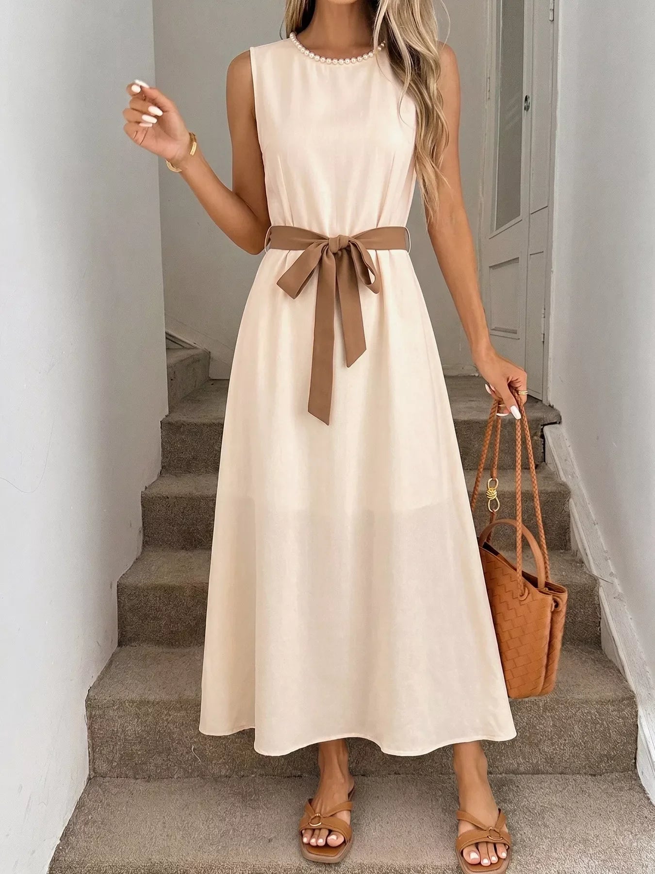Hazel Blues® | Sleeveless A-Line Midi Dre