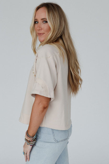 Retro Rivet Top - Beige