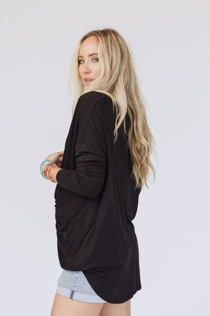 The Nest Cool Days Twisted Long Sleeve Top - Black