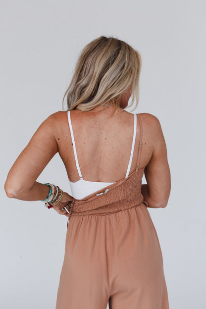 Audra Waistband Loop Lace Bralette - White