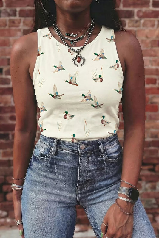 Hazel Blues® |  Mallard Print Western Style Tank Top