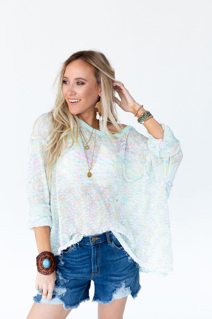 Speckled Beauty Pullover Sweater - Mint