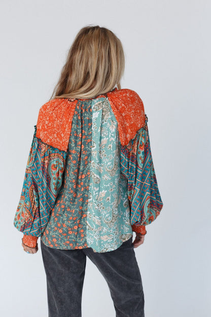 Danielle Mixed Floral Printed Top - Mint