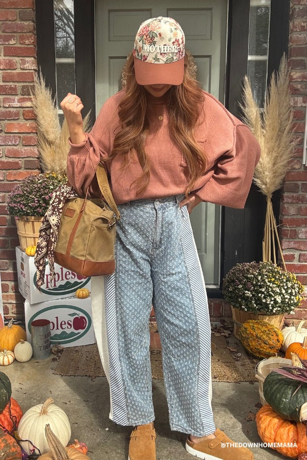 Luna Textured Pants - Denim