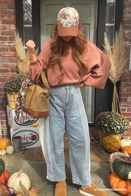 Luna Textured Pants - Denim