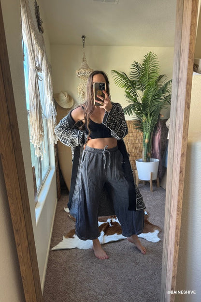The Nest So Comfy Wide Leg Pant Petite Length - Charcoal