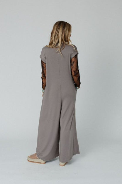 The Nest Davina Wide Leg Jumpsuit - Mushroom