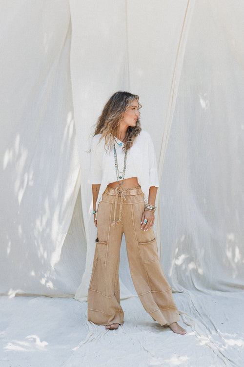 Lucky One Wide Leg Pant - Camel