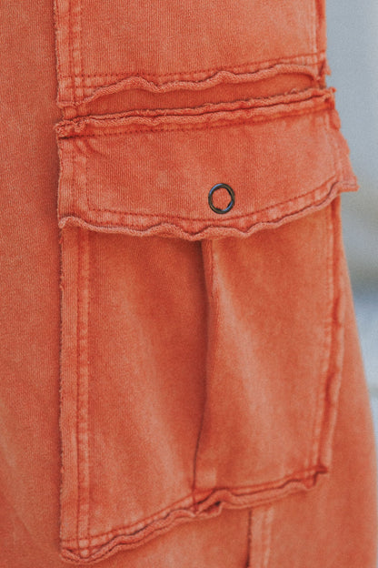 Game On Cargo Wide Leg Pant - Burnt Orange