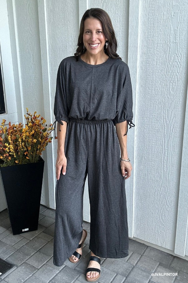 The Nest Carolina Comfy Wide Leg Jumpsuit - Charcoal