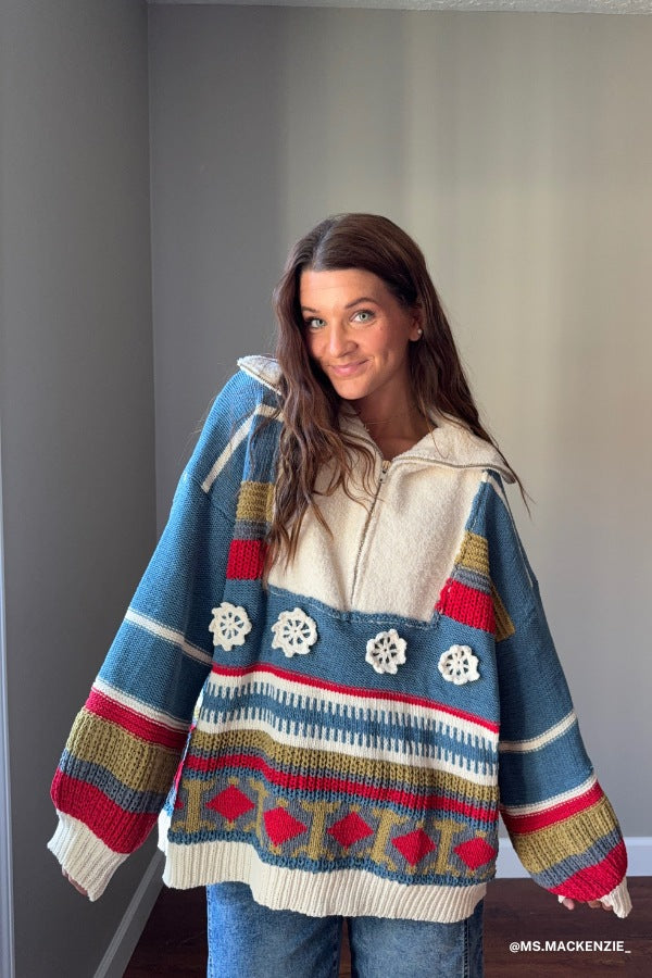 Opal Patterned Pullover - Blue Multi