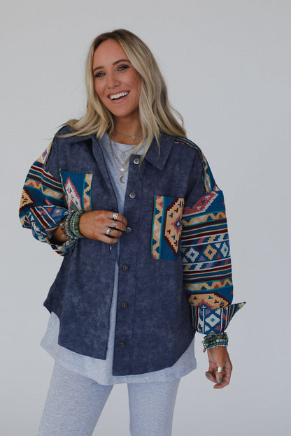 Scout Printed Sleeve Jacket - Denim