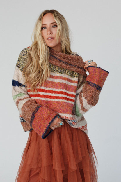 Got To Be Me Striped Sweater - Rust