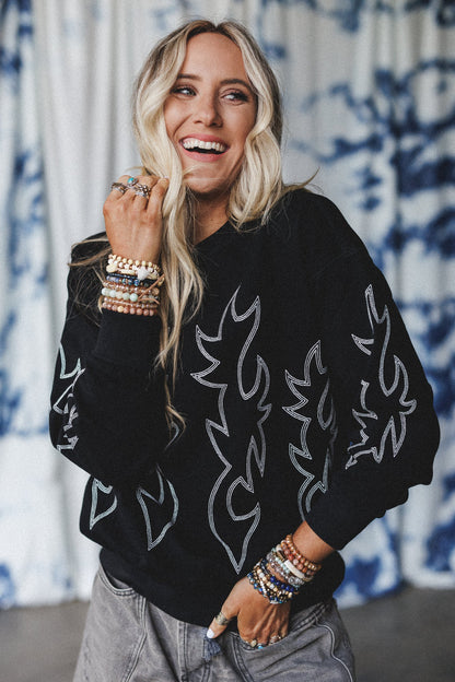 Lasso Western Stitch Pullover - Black