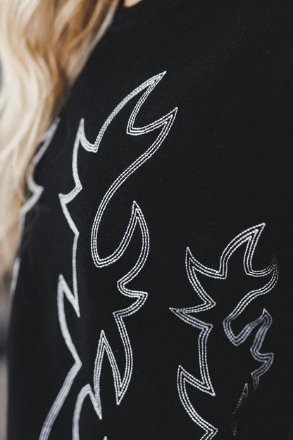 Lasso Western Stitch Pullover - Black