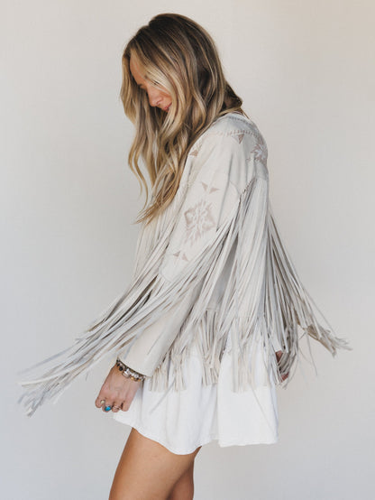 Reba Fringe Embroidered Jacket - Sand
