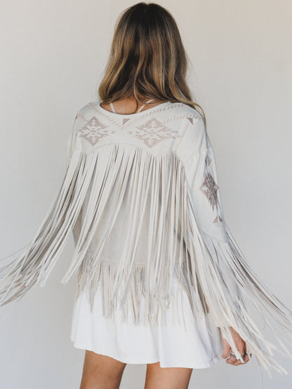 Reba Fringe Embroidered Jacket - Sand