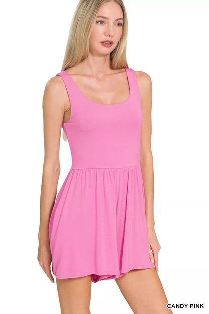 Hazel Blues® |  Zenana Double Layered Tank Romper