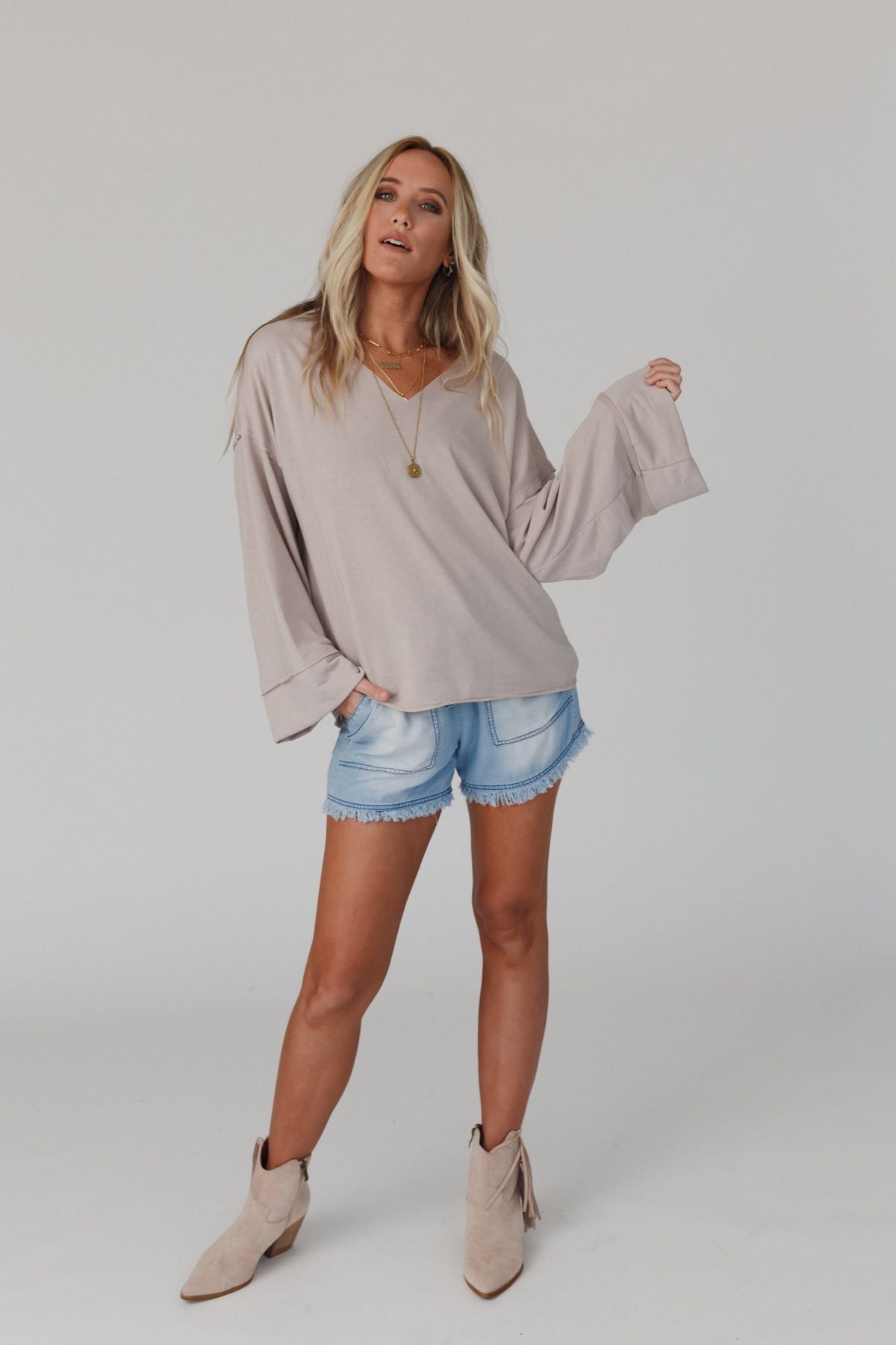 The Nest Love It V Neckline Sweater Top - Tan