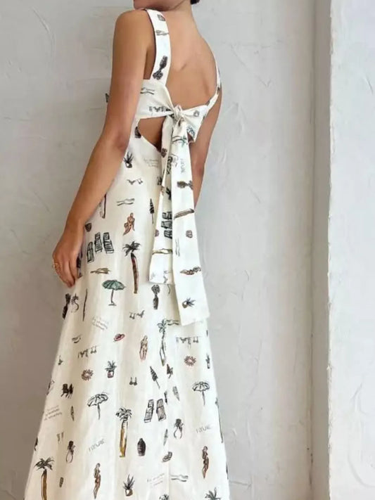Hazel Blues® |  Printed Sleeveless Maxi Dress with Pockets