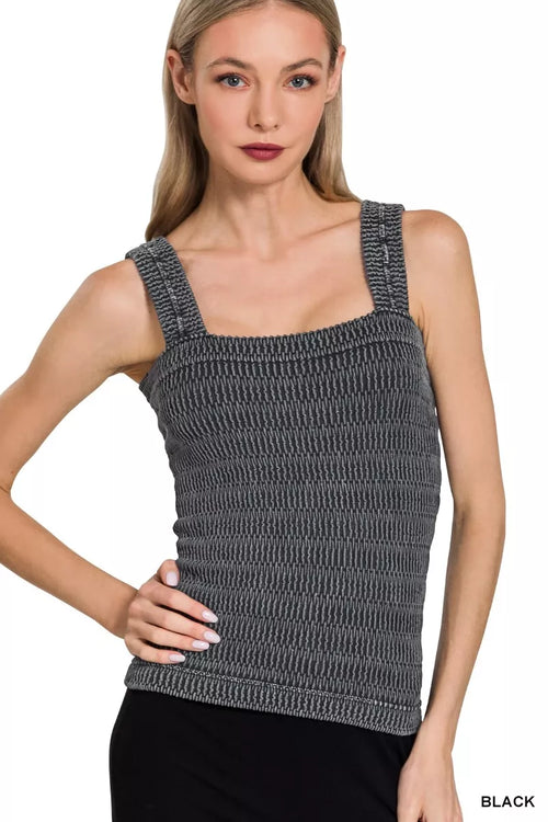 Hazel Blues® |  Zenana Seamless Winkle Stone Washed Tank Top