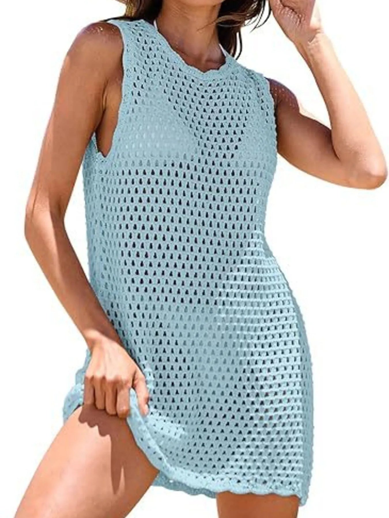 Hazel Blues® |  Color Block Openwork Sleeveless Cutout Back Cover-Up