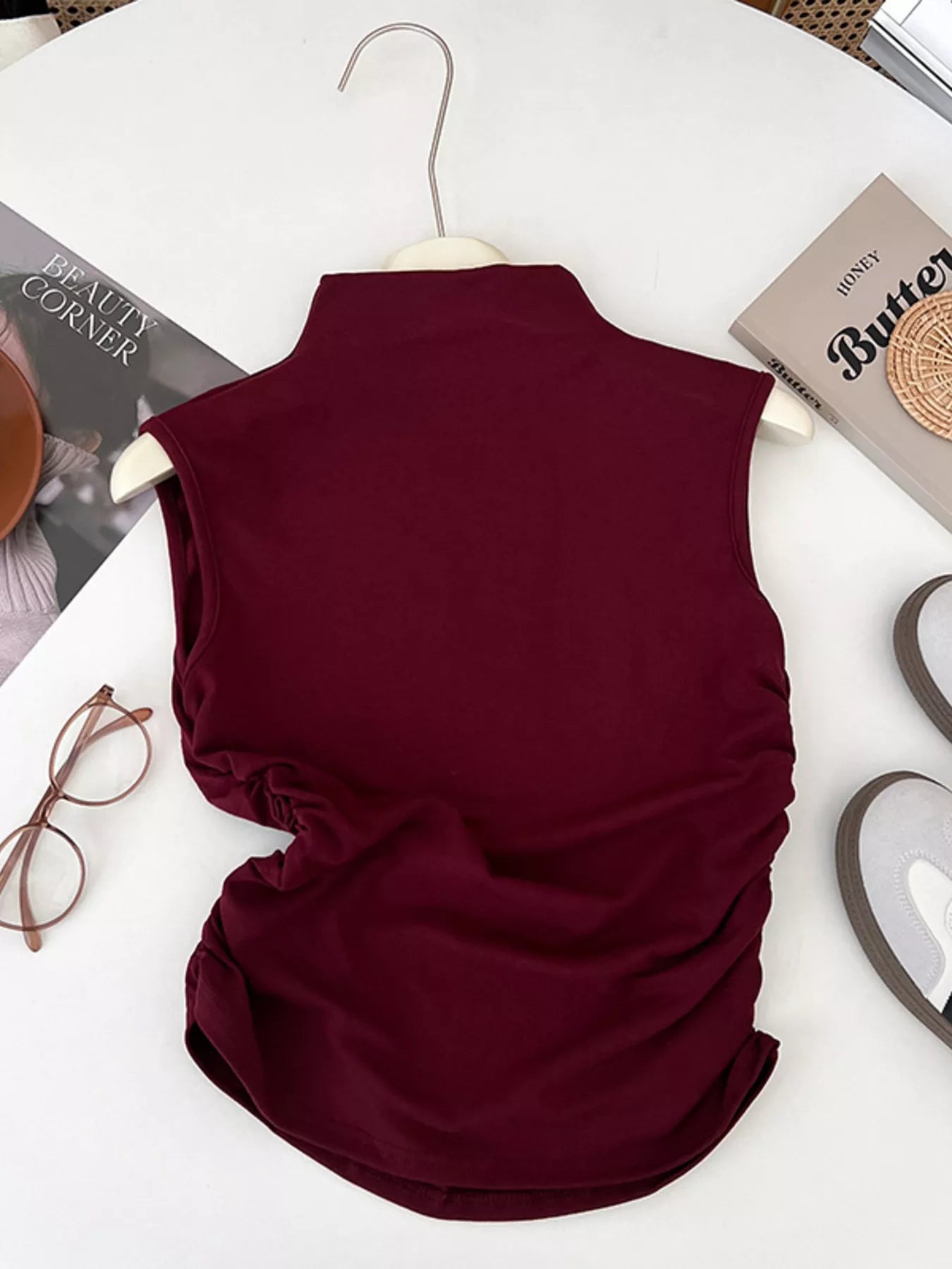 Hazel Blues® |  Ruched Mock Neck Tank