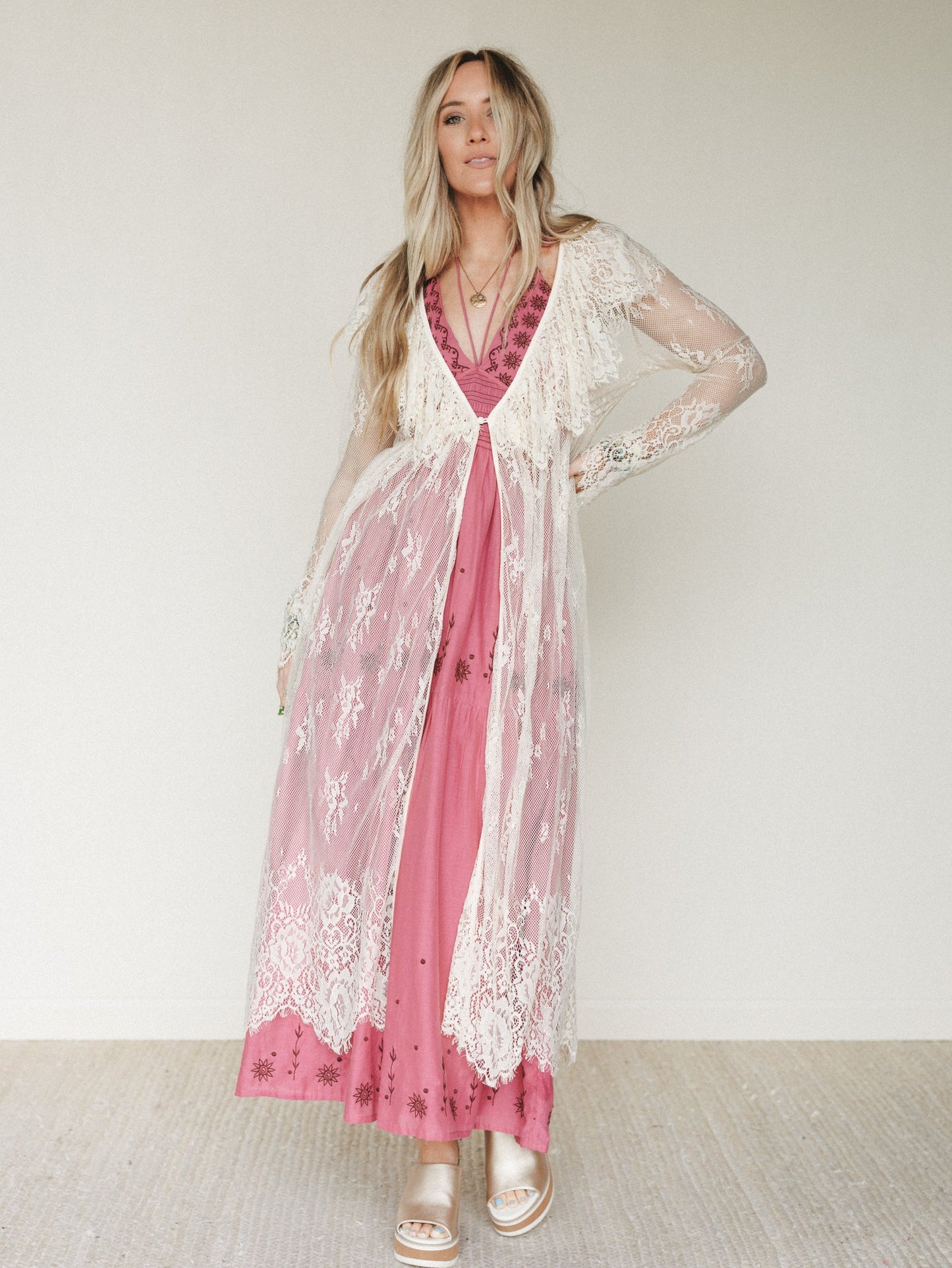 Love Letters Baroque Lace Duster - Cream