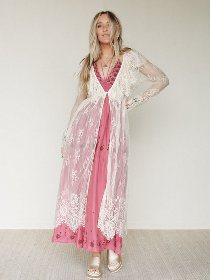 Love Letters Baroque Lace Duster - Cream
