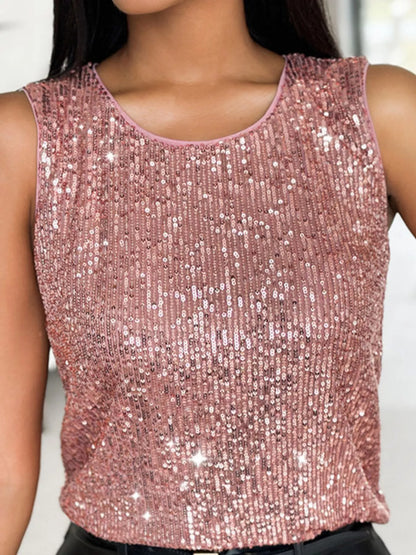 Hazel Blues® |  Sequin Round Neck Tank Top