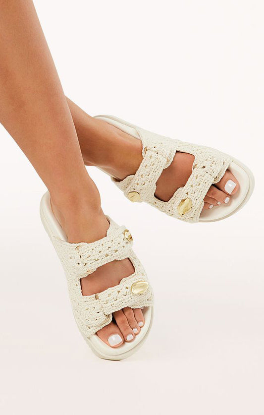 Billini Aricella Sandal ~ Ivory Crochet
