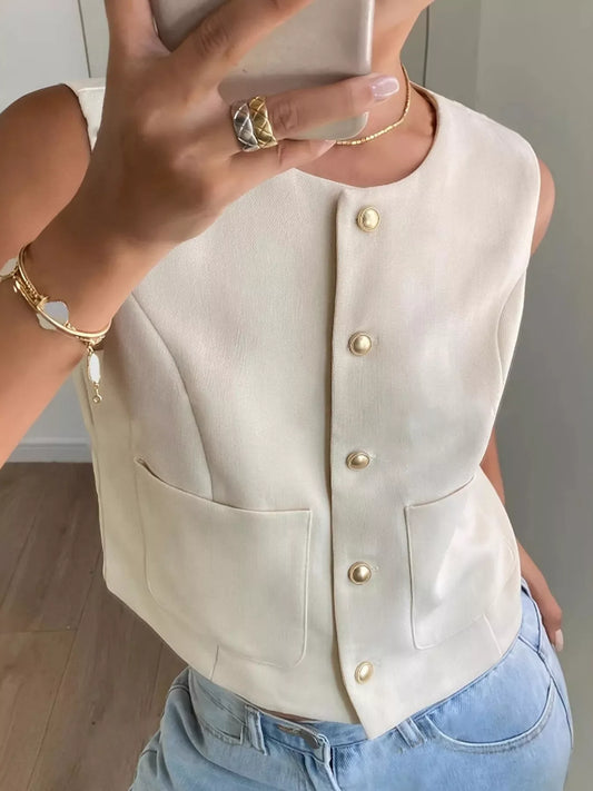 Hazel Blues® |  Button-Down Sleeveless Vest