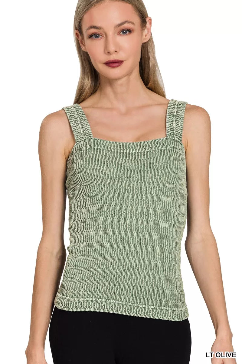 Hazel Blues® |  Zenana Seamless Winkle Stone Washed Tank Top
