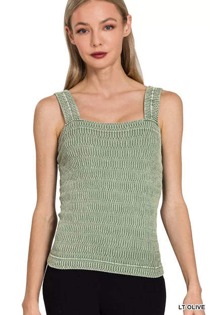 Hazel Blues® |  Zenana Seamless Winkle Stone Washed Tank Top