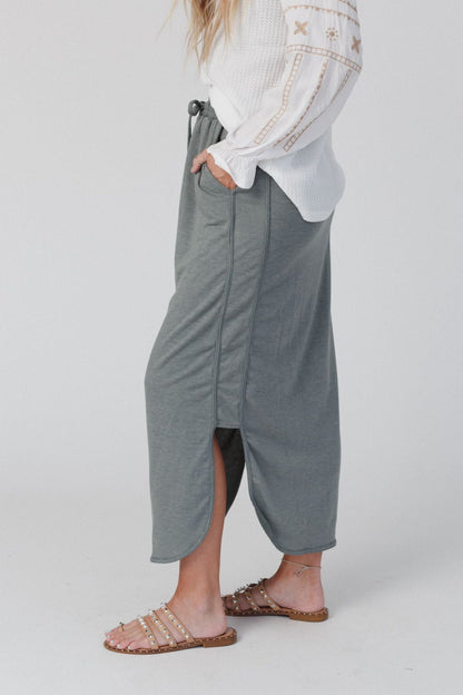 The Nest So Comfy Drawstring Maxi Skirt - Light Olive