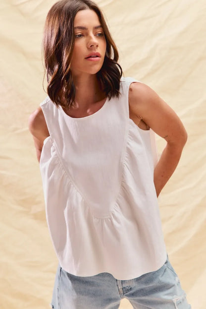 Hazel Blues® |  SO ME Game Day Color Denim Ruched Sleeveless Top