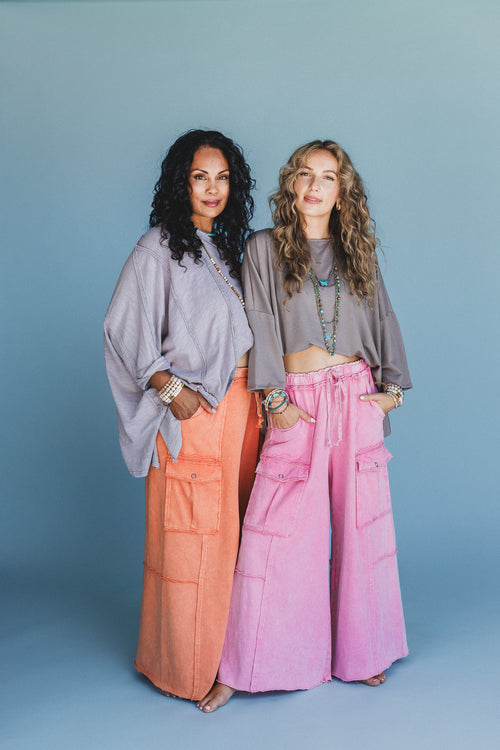 Game On Cargo Wide Leg Pant - Pink