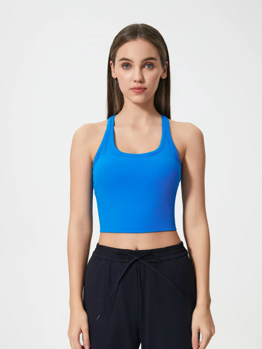 Hazel Blues® |  Millennia Scoop Neck Active Tank with Detachable Chest Pads