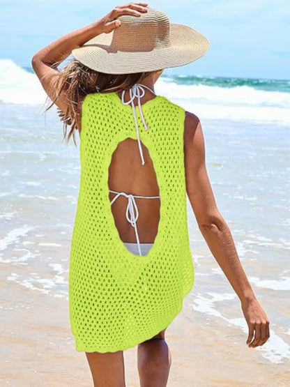 Hazel Blues® |  Color Block Openwork Sleeveless Cutout Back Cover-Up