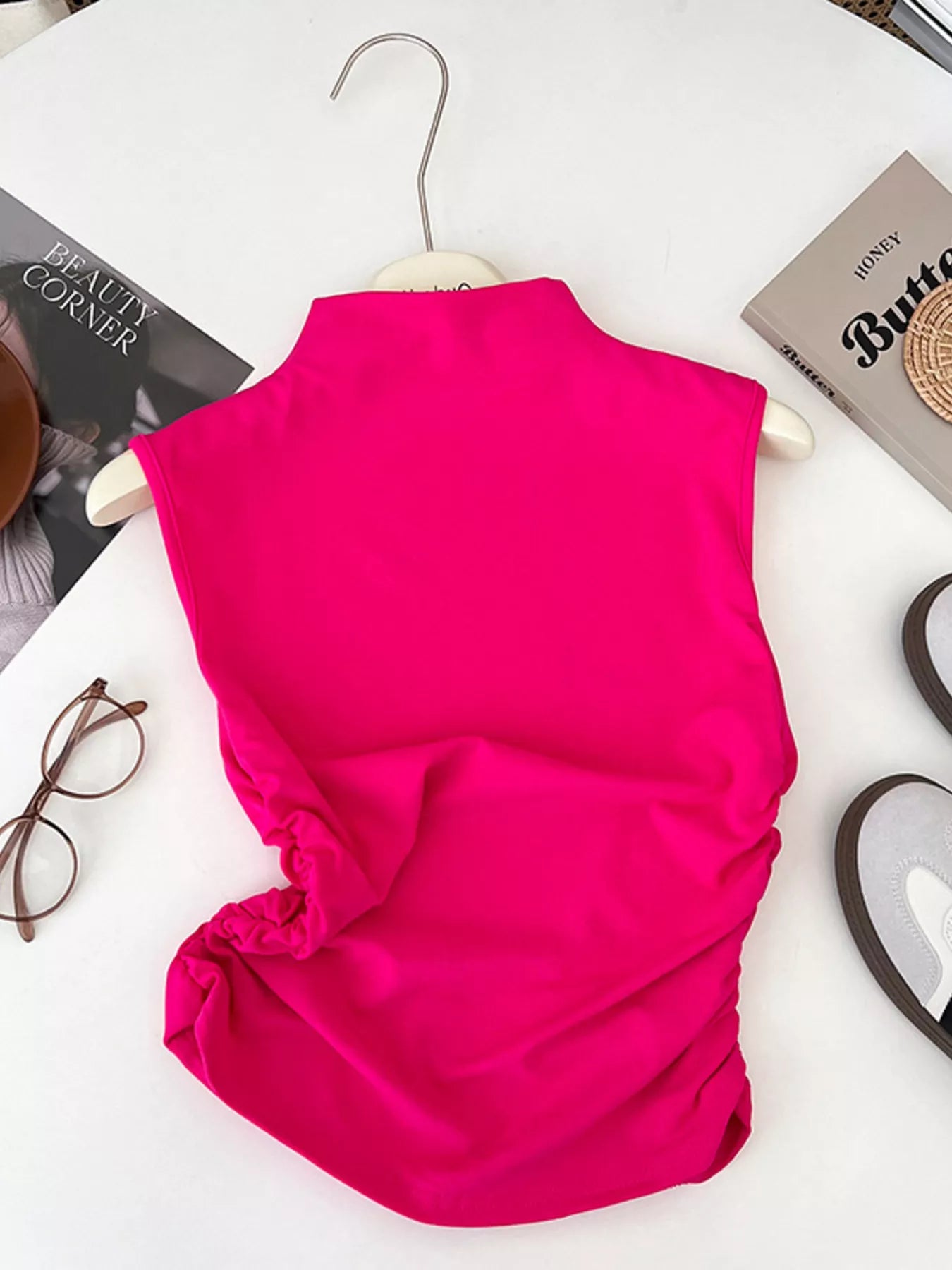Hazel Blues® |  Ruched Mock Neck Tank
