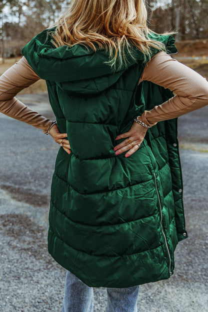 Hazel Blues® |  Longline Hooded Sleeveless Puffer Vest