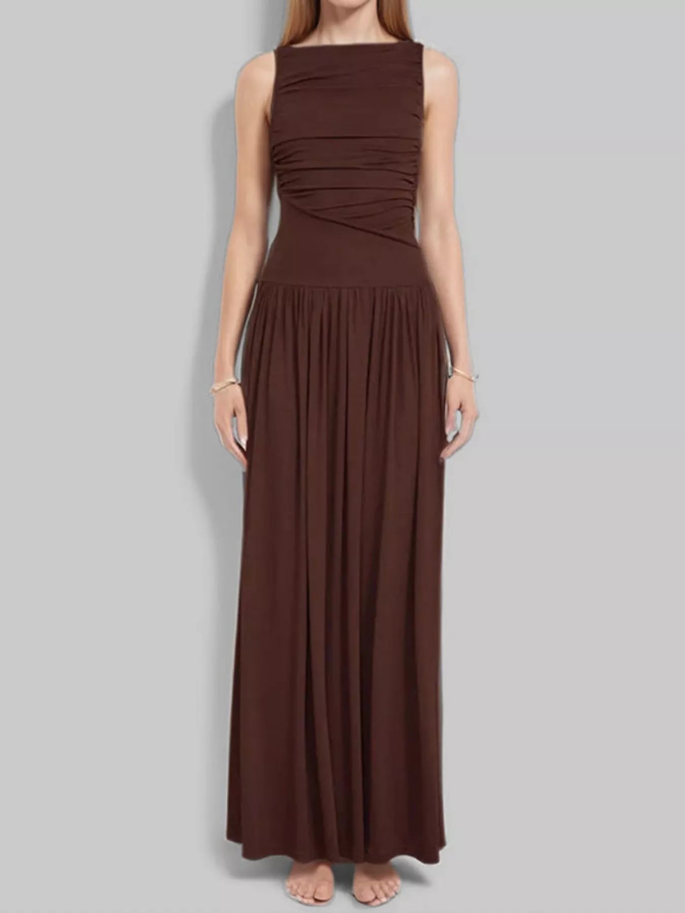 Hazel Blues® |  Ruched Sleeveless Maxi Dress
