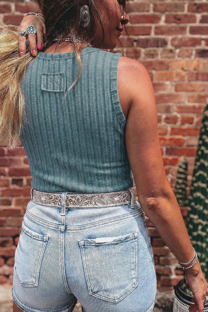 Hazel Blues® |  Washed Away Tank Top | Ribbed Mineral Wash Tank Top