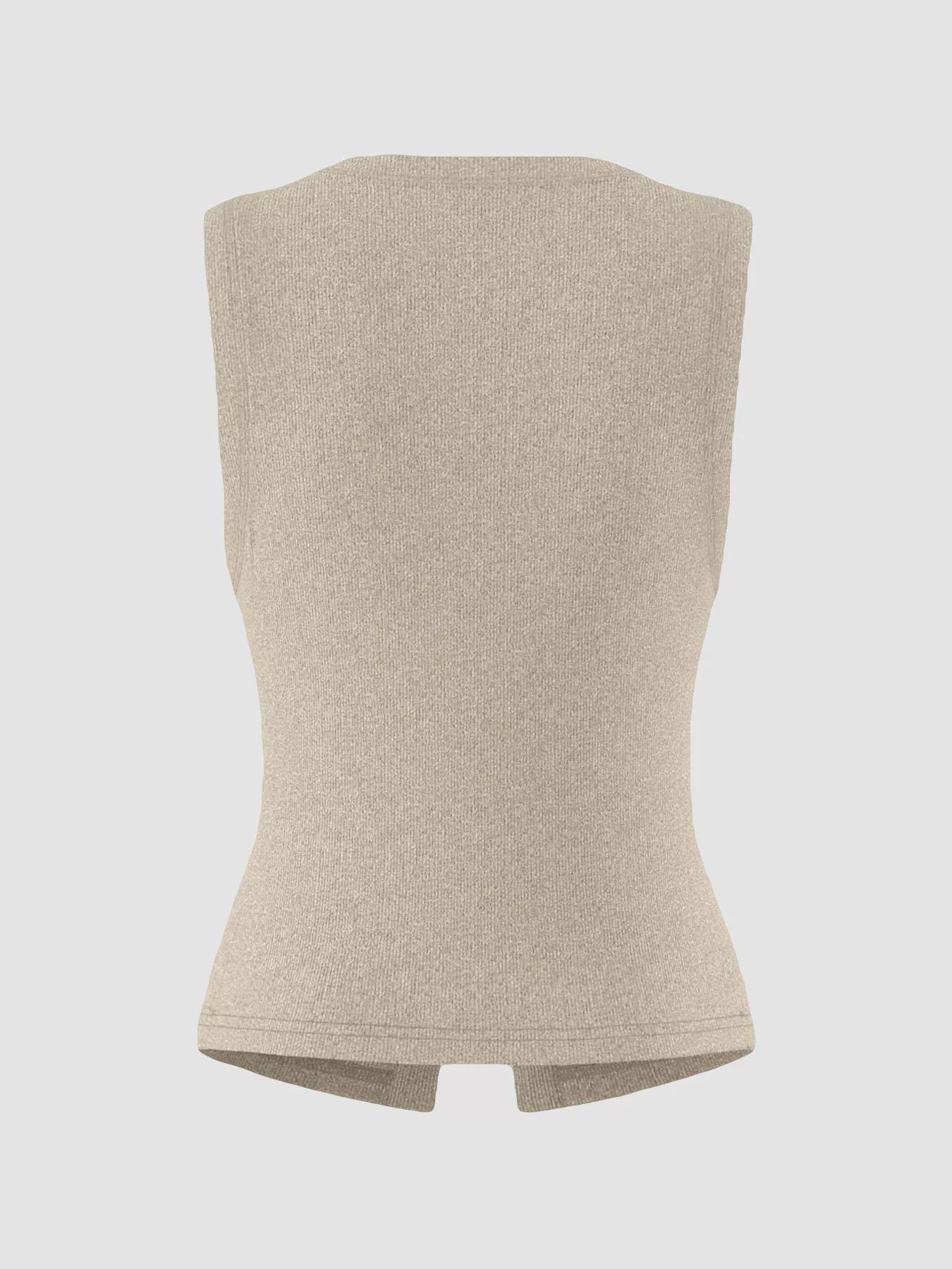 Hazel Blues® |  Ribbed Button-Front Sleeveless Tank